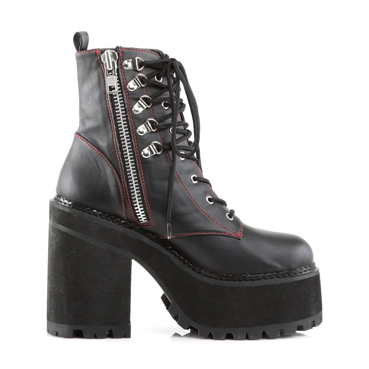 DemoniaCult Bottes de cheville des femmes ASSAULT-100 Cuir végétalien BLK