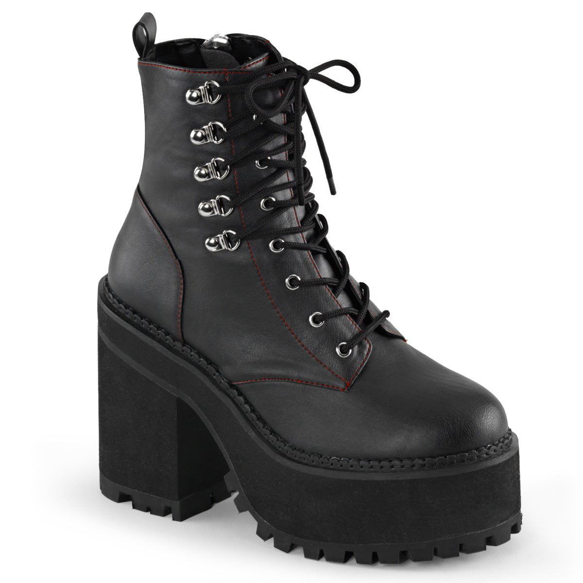 DemoniaCult Bottes de cheville des femmes ASSAULT-100 Cuir végétalien BLK