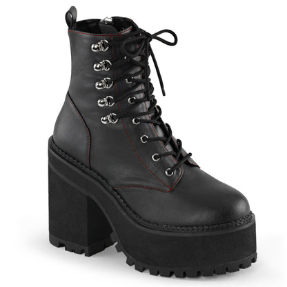 DemoniaCult Bottes de cheville des femmes ASSAULT-100 Cuir végétalien BLK
