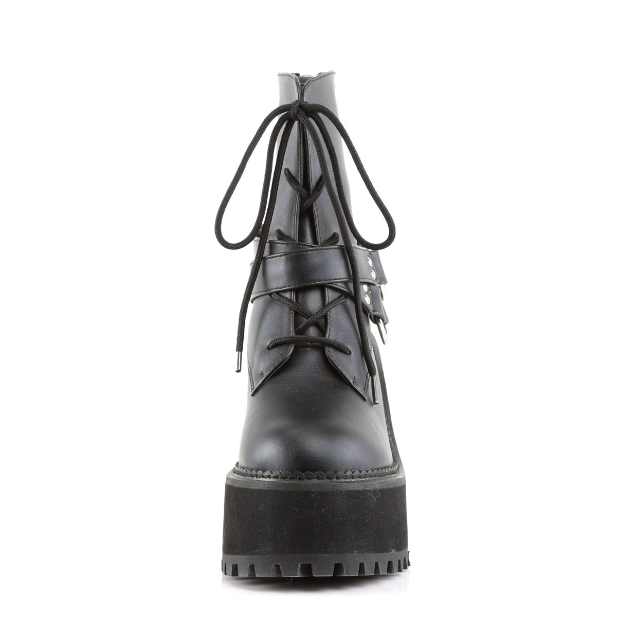 DemoniaCult Bottes de cheville des femmes ASSAULT-101 Cuir végétalien BLK