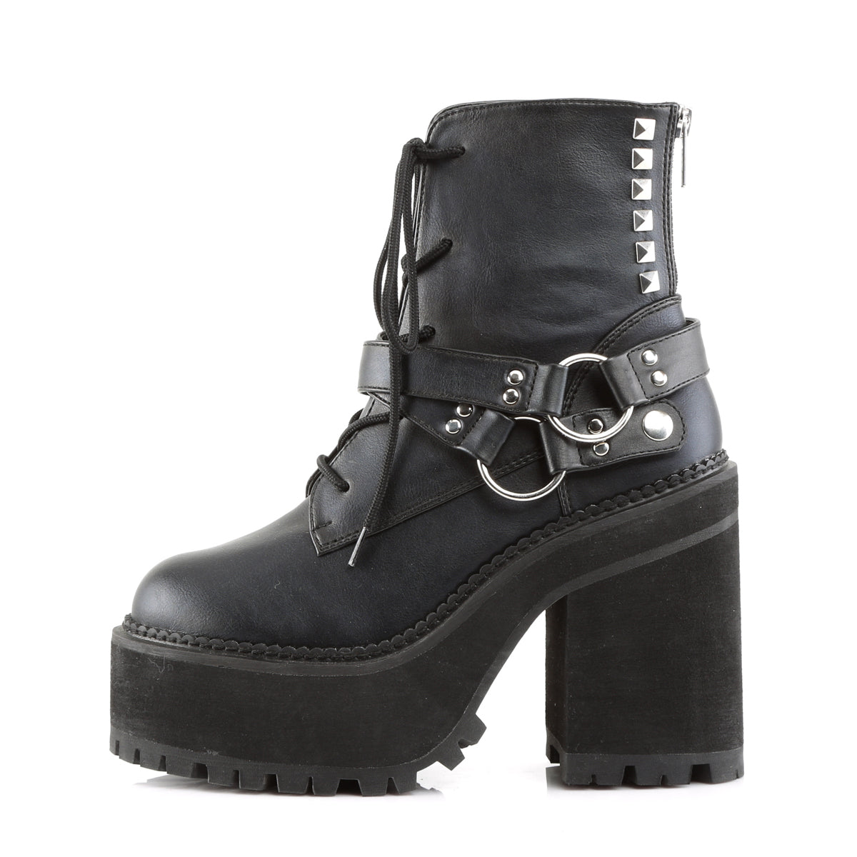 DemoniaCult Bottes de cheville des femmes ASSAULT-101 Cuir végétalien BLK