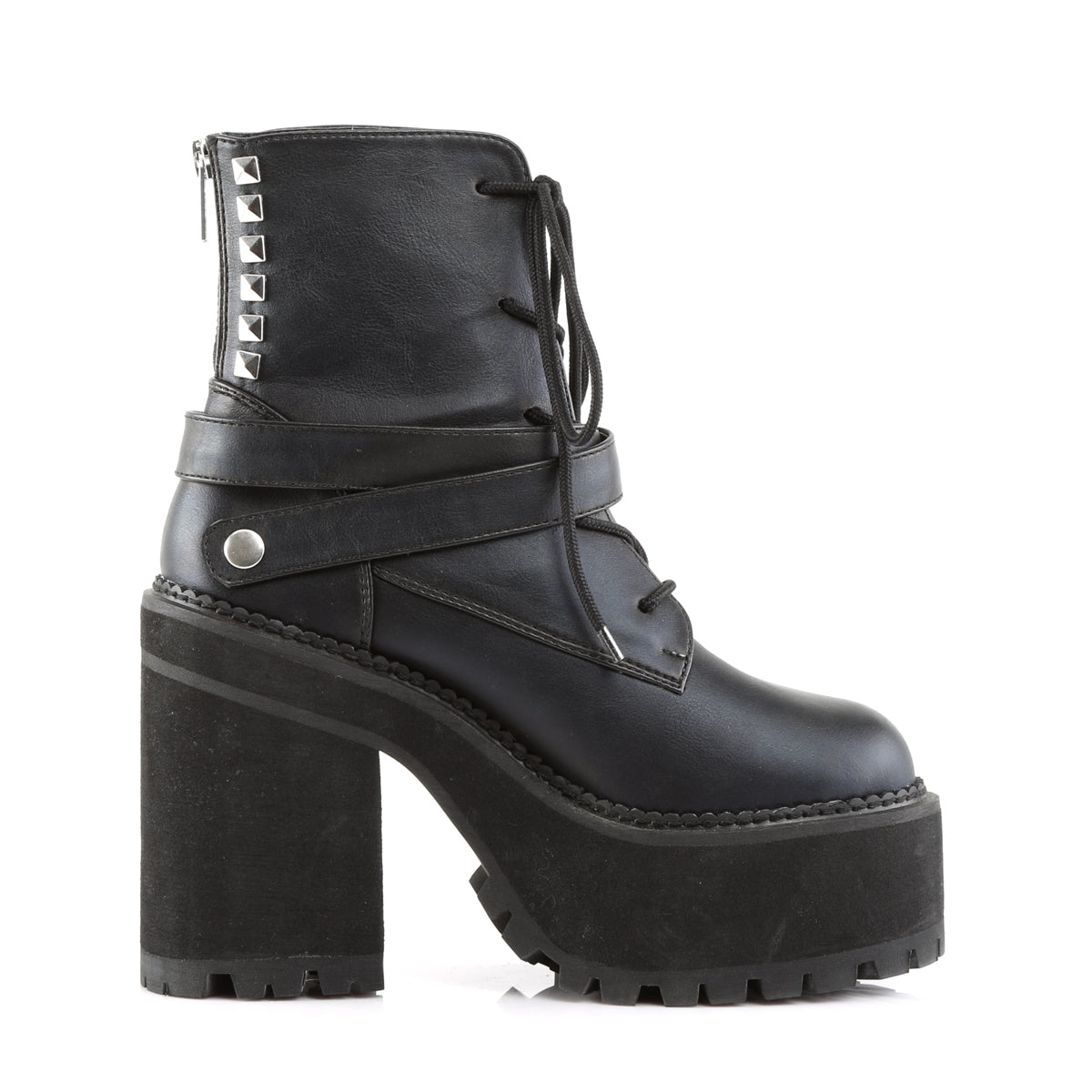 DemoniaCult Bottes de cheville des femmes ASSAULT-101 Cuir végétalien BLK