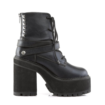 DemoniaCult Bottes de cheville des femmes ASSAULT-101 Cuir végétalien BLK