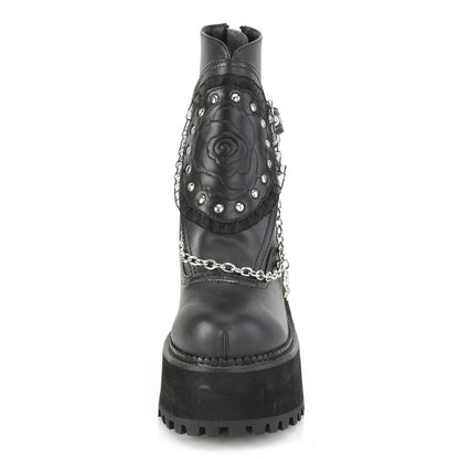 DemoniaCult Womens Ankle Boots ASSAULT-55 Blk Vegan Leather