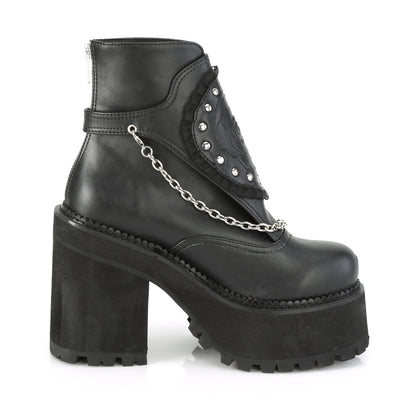 DemoniaCult Womens Ankle Boots ASSAULT-55 Blk Vegan Leather