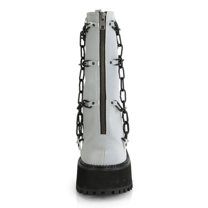 DemoniaCult Bottes de cheville des femmes ASSAULT-66 cuir végétalien réfléchissant gris
