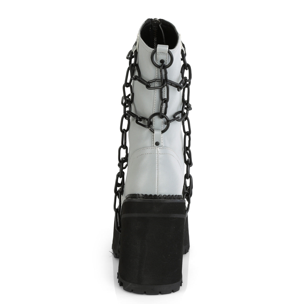 DemoniaCult Bottes de cheville des femmes ASSAULT-66 cuir végétalien réfléchissant gris