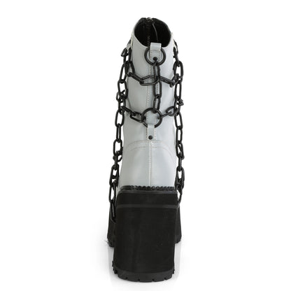 DemoniaCult Bottes de cheville des femmes ASSAULT-66 cuir végétalien réfléchissant gris