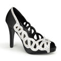 Pin Up Couture Womens Pumps AVA-12 Blk-Silver Satin