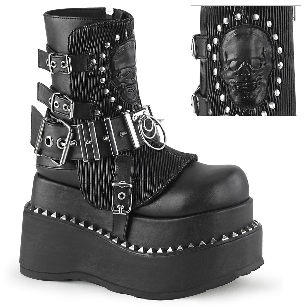 DemoniaCult  Bottines BEAR-150 Cuir végétalien BLK