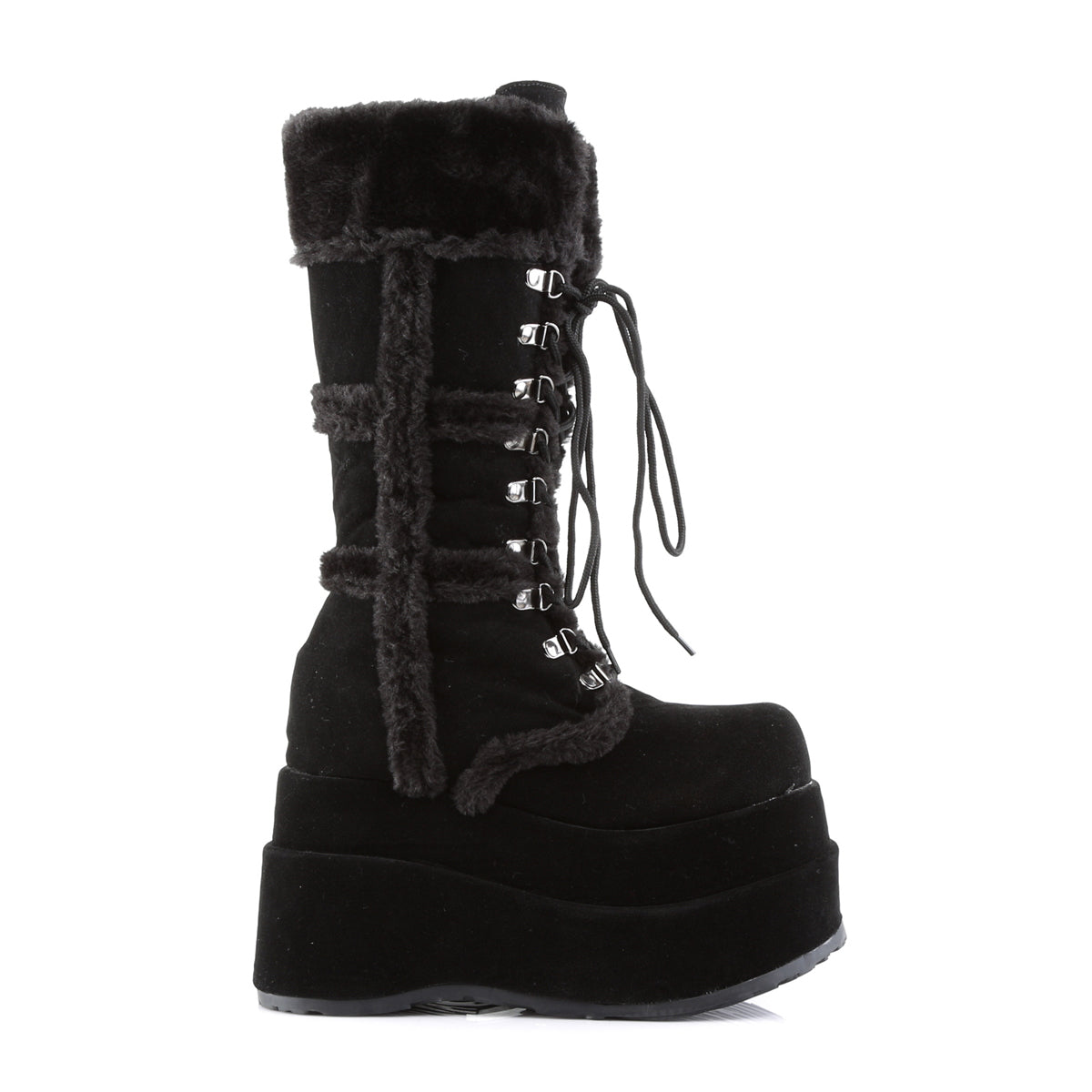 DemoniaCult Bottes de femmes BEAR-202 Blk Vegan Suede