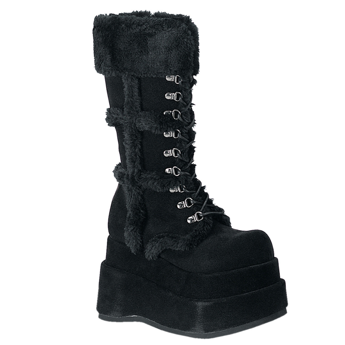 DemoniaCult Bottes de femmes BEAR-202 Blk Vegan Suede