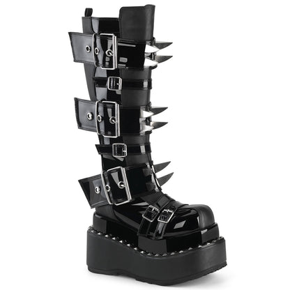 DemoniaCult Women's Mid-Calf & Knee High Boots BEAR-215 Blk Vegan Leather-Pat