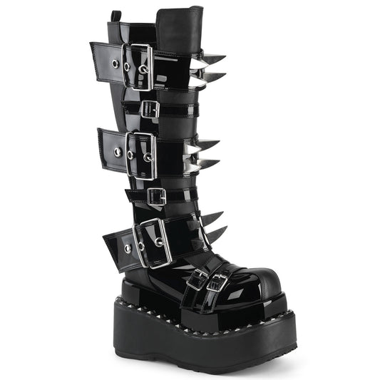 DemoniaCult Women's Mid-Calf & Knee High Boots BEAR-215 Blk Vegan Leather-Pat