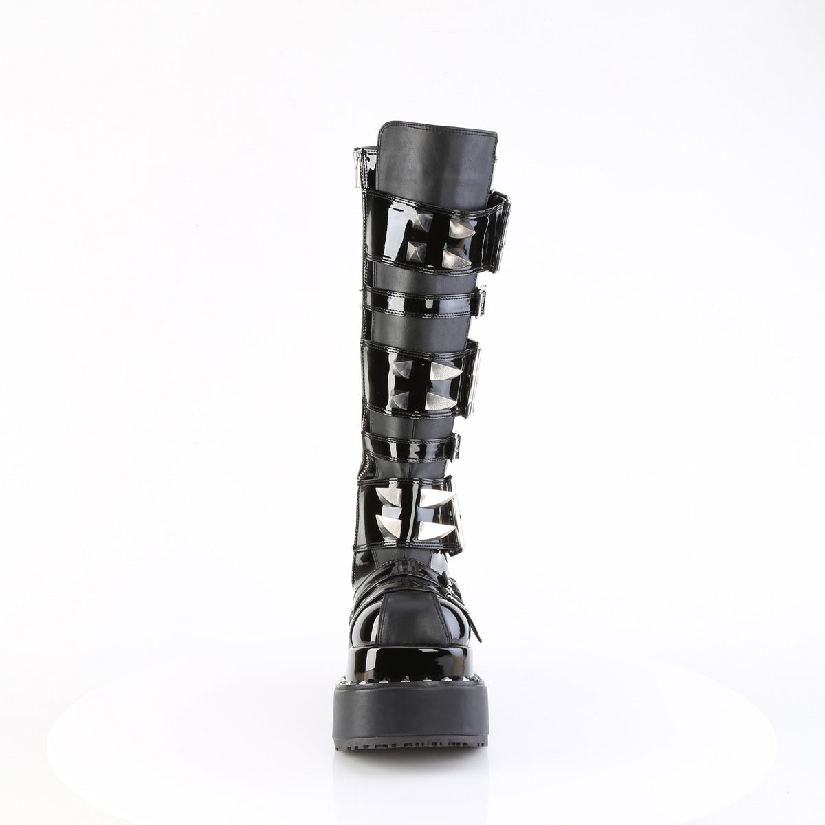 DemoniaCult Women's Mid-Calf & Knee High Boots BEAR-215 Blk Vegan Leather-Pat