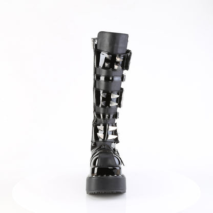 DemoniaCult Women's Mid-Calf & Knee High Boots BEAR-215 Blk Vegan Leather-Pat