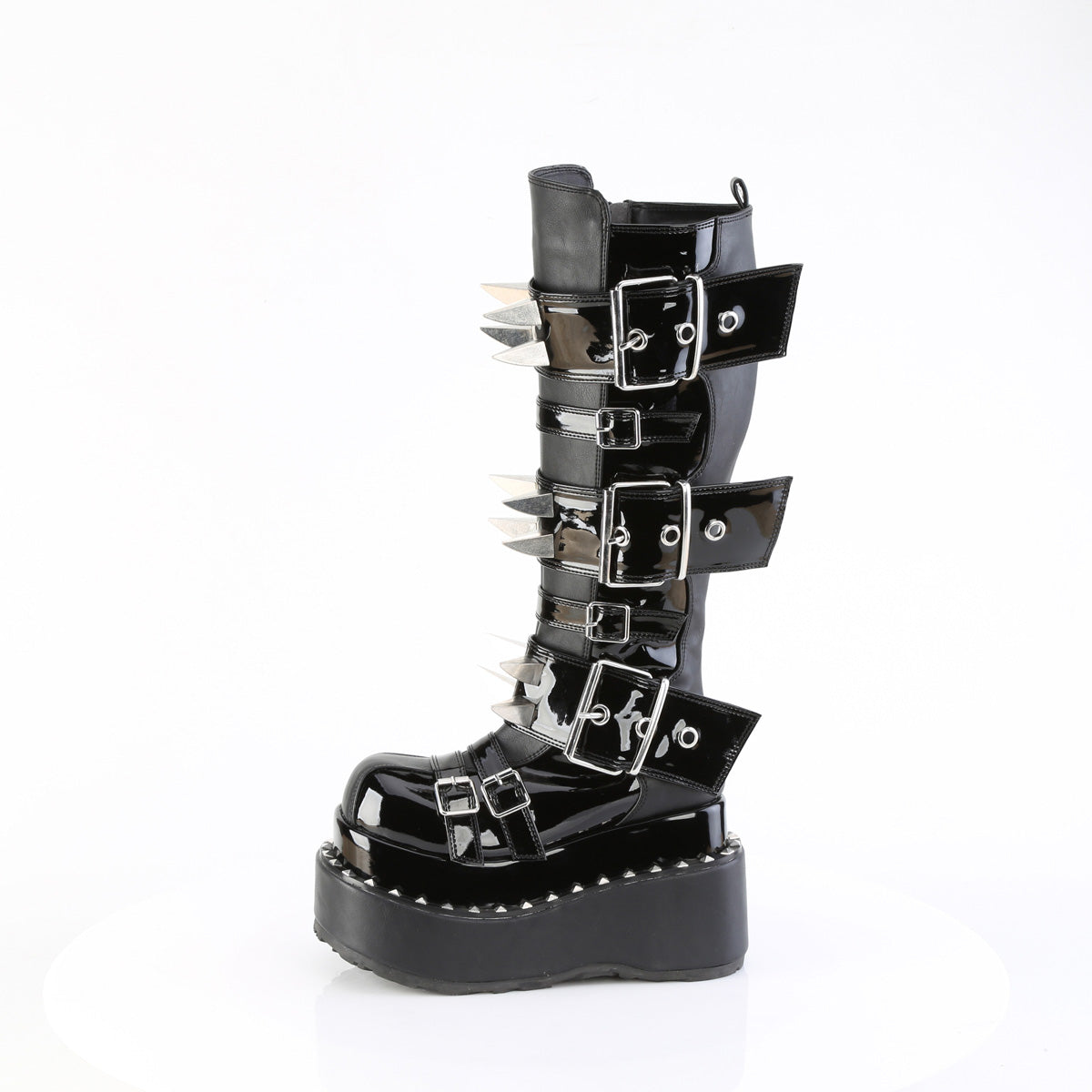 DemoniaCult Women's Mid-Calf & Knee High Boots BEAR-215 Blk Vegan Leather-Pat