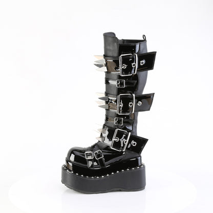 DemoniaCult Women's Mid-Calf & Knee High Boots BEAR-215 Blk Vegan Leather-Pat