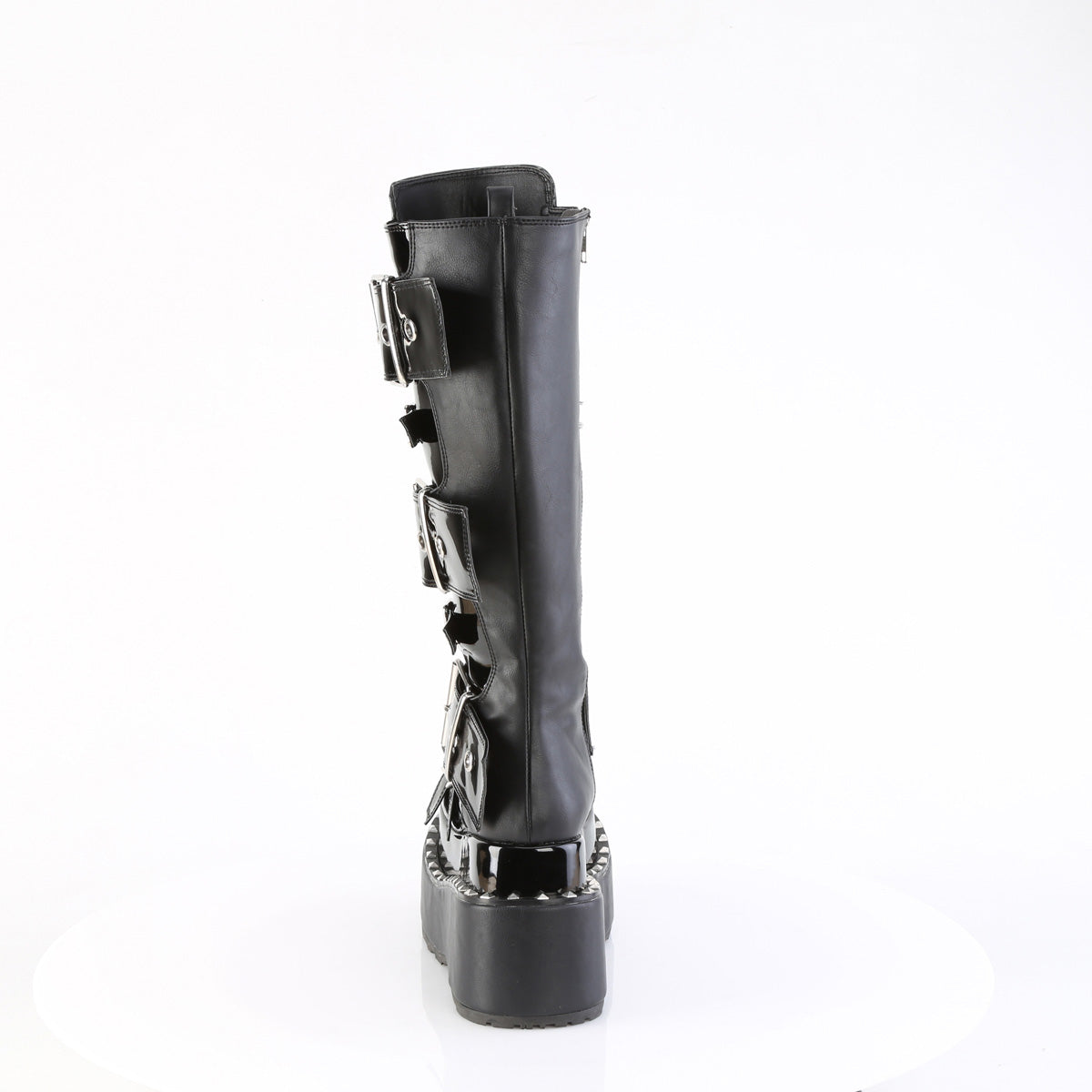 DemoniaCult Women's Mid-Calf & Knee High Boots BEAR-215 Blk Vegan Leather-Pat