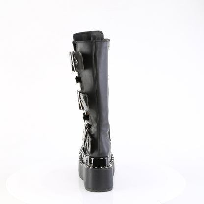 DemoniaCult Women's Mid-Calf & Knee High Boots BEAR-215 Blk Vegan Leather-Pat