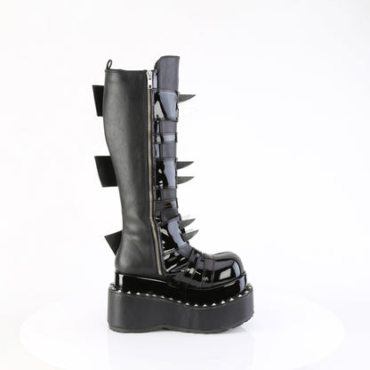 DemoniaCult Women's Mid-Calf & Knee High Boots BEAR-215 Blk Vegan Leather-Pat