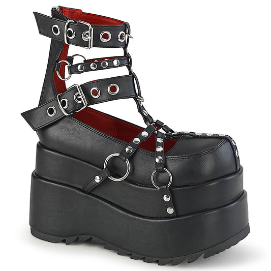 DemoniaCult Bottes de cheville des femmes BEAR-28 Cuir végétalien BLK