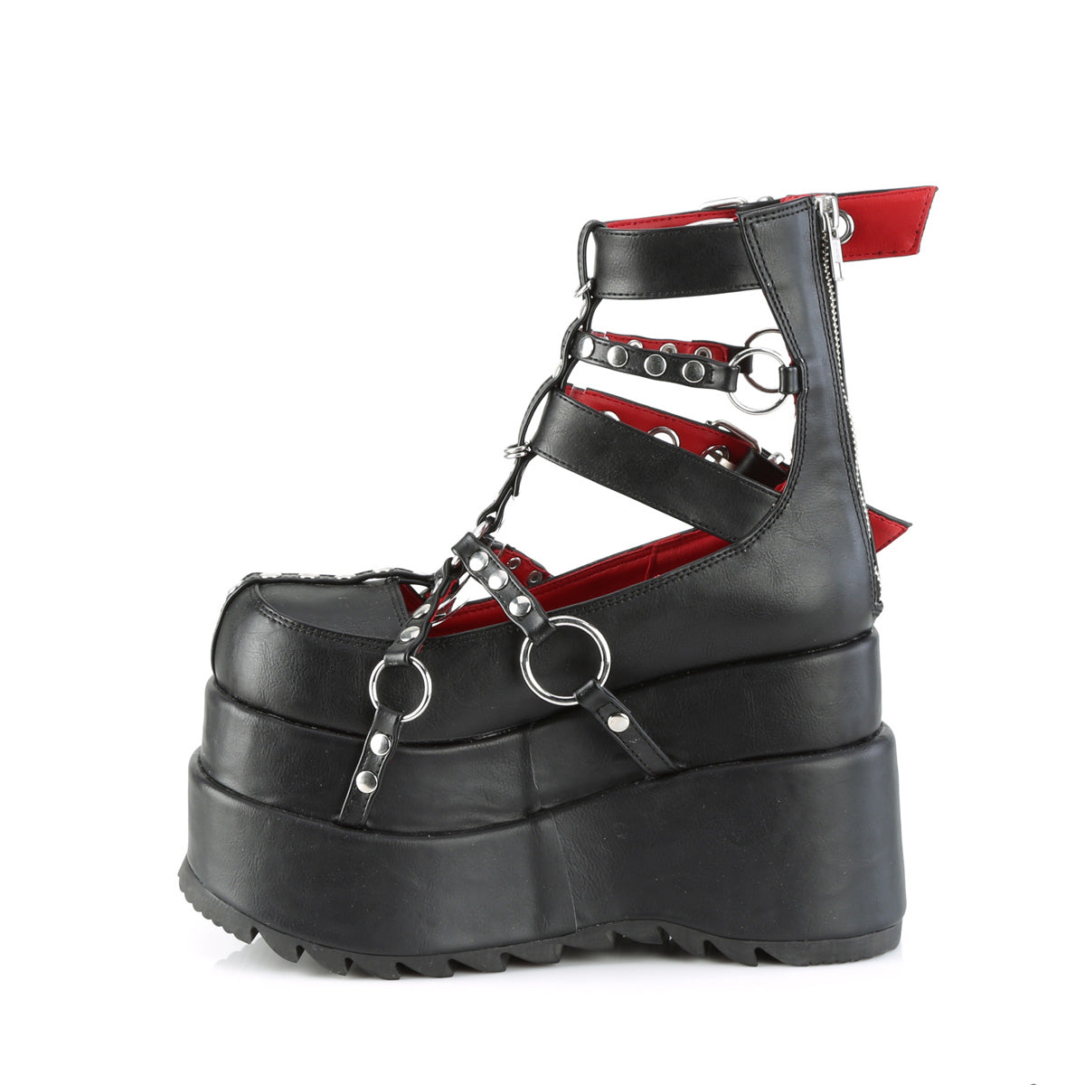 DemoniaCult Bottes de cheville des femmes BEAR-28 Cuir végétalien BLK