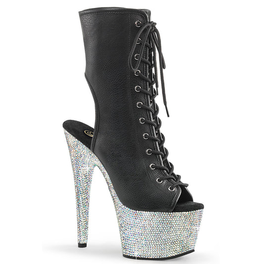 Pleaser  Bottines BEJEWELED-1016-7 Blk faux cuir / slv ab rs