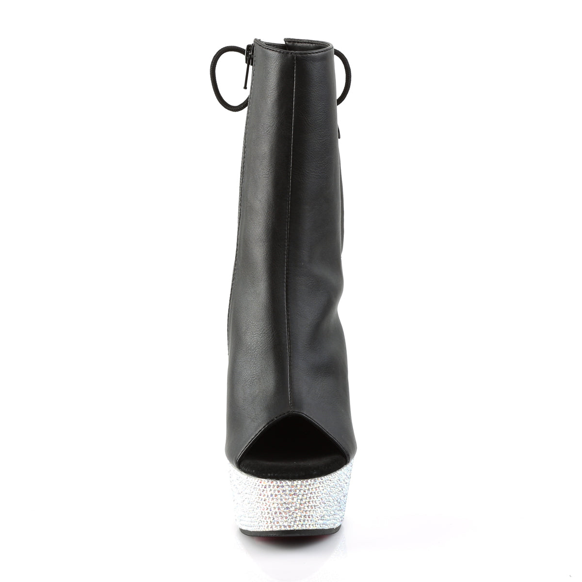 Pleaser Bottines pour femmes BEJEWELED-1018DM-6 BLK FAUX CUIR / SLV MULTI RS