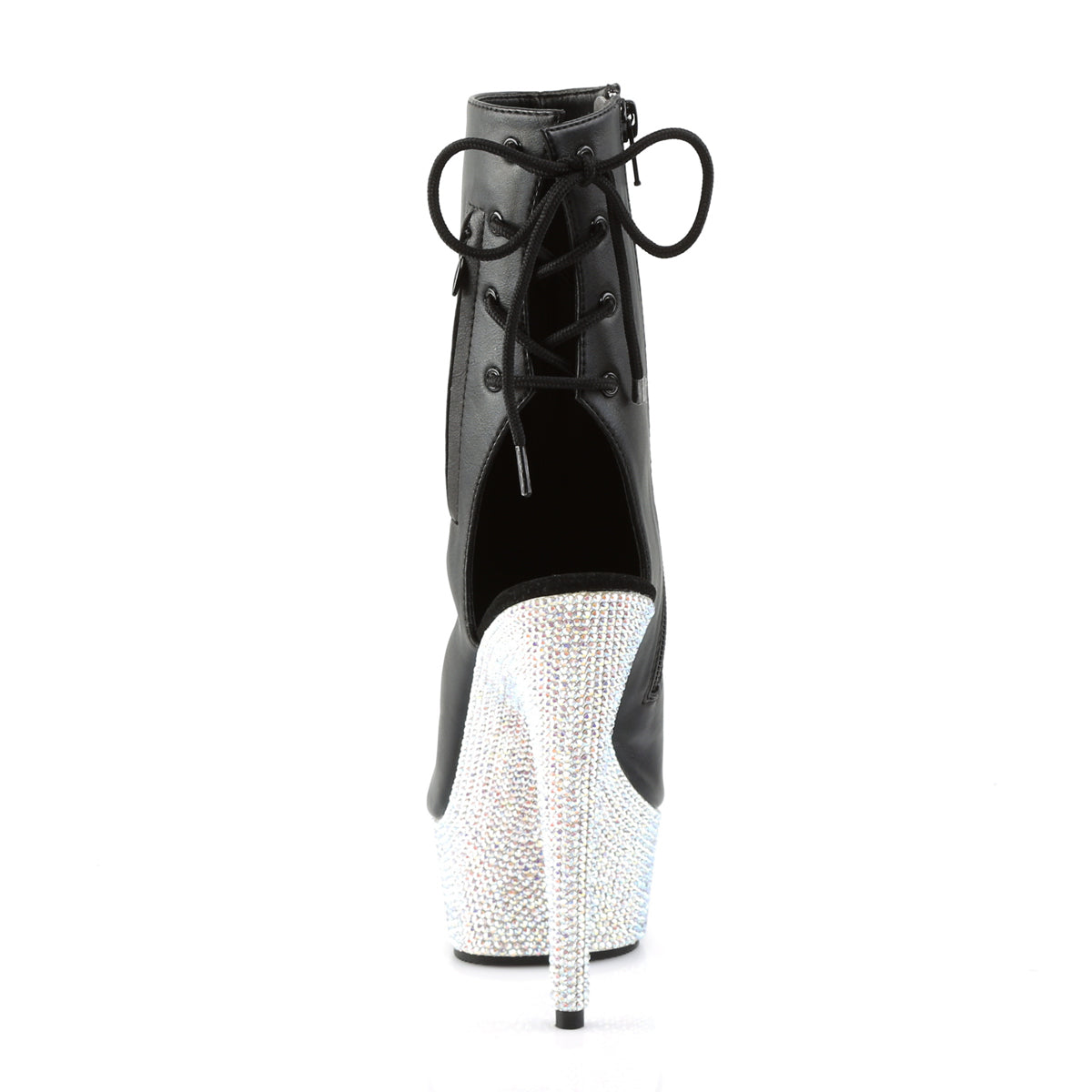 Pleaser Bottines pour femmes BEJEWELED-1018DM-6 BLK FAUX CUIR / SLV MULTI RS