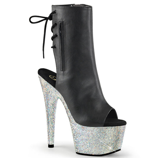 Pleaser Bottines pour femmes BEJEWELED-1018DM-7 BLK FAUX CUIR / SLV MULTI RS