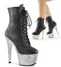 Pleaser Bottines pour femmes BEJEWELED-1020-7 BLK FAUX CUIR / SLV MULTI RS