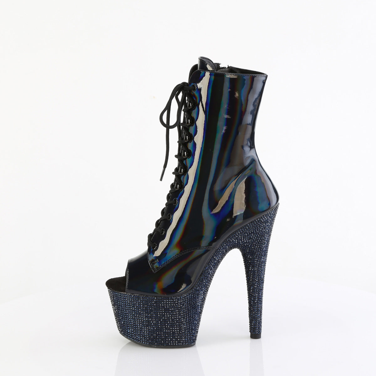 Pleaser  Bottines BEJEWELED-1021-7 Blk Holo Pat / Midnight Blk RS
