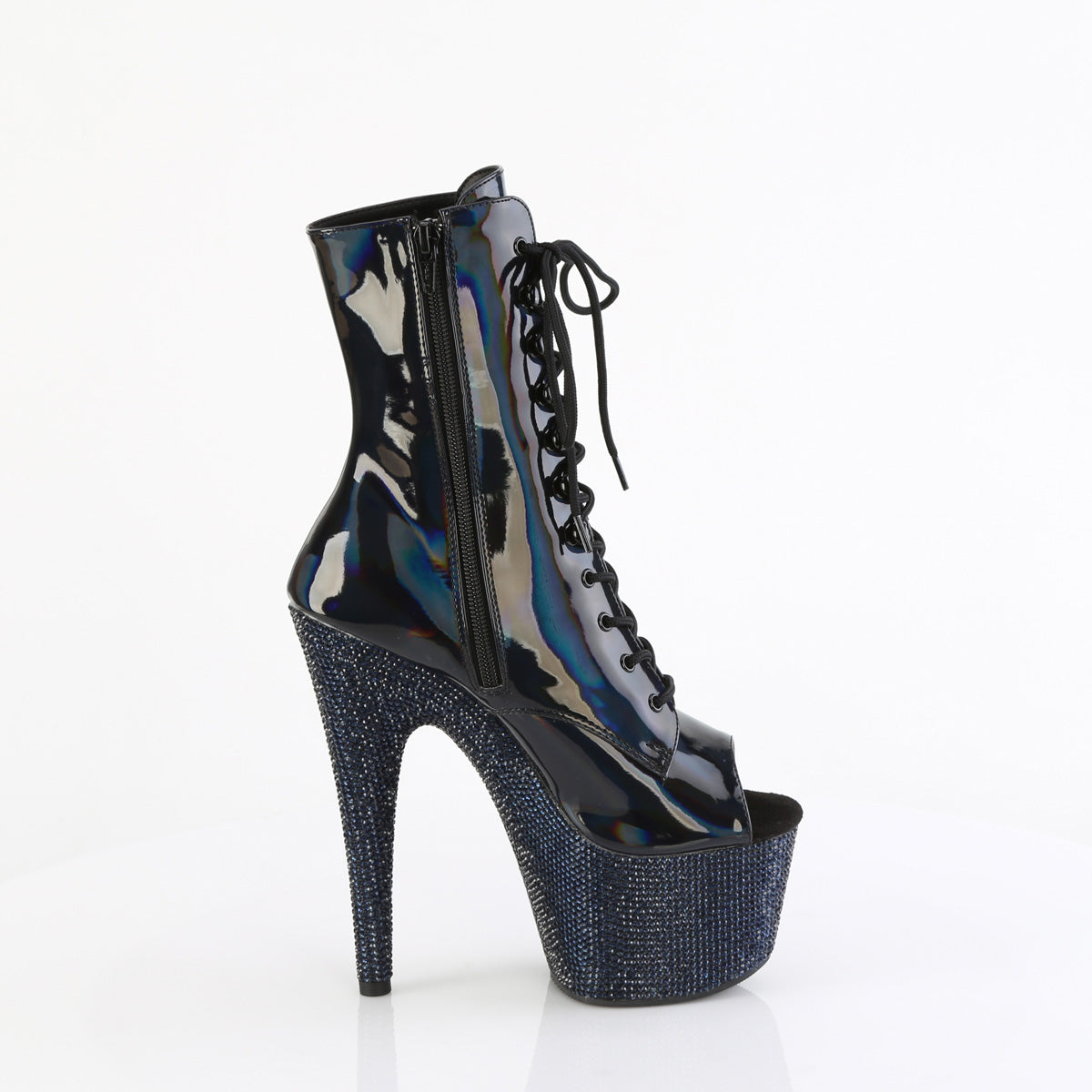 Pleaser  Bottines BEJEWELED-1021-7 Blk Holo Pat / Midnight Blk RS