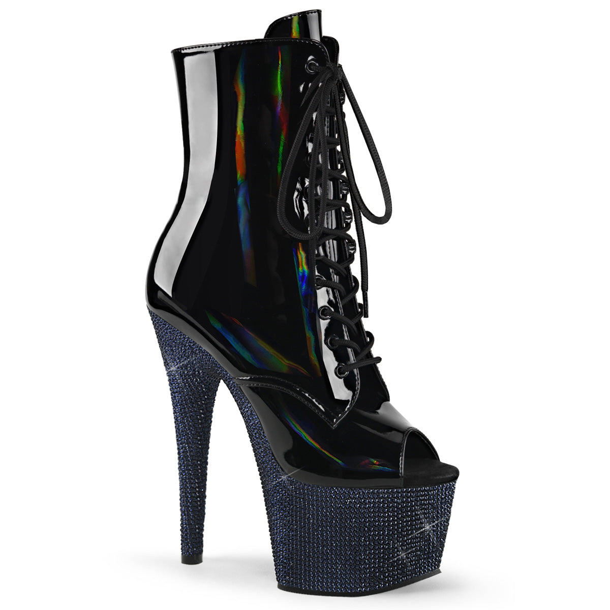 Pleaser  Bottines BEJEWELED-1021-7 Blk Holo Pat / Midnight Blk RS