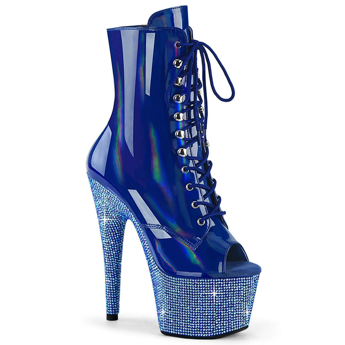 Pleaser   BEJEWELED-1021-7 Blue Holo Pat/Blue AB RS
