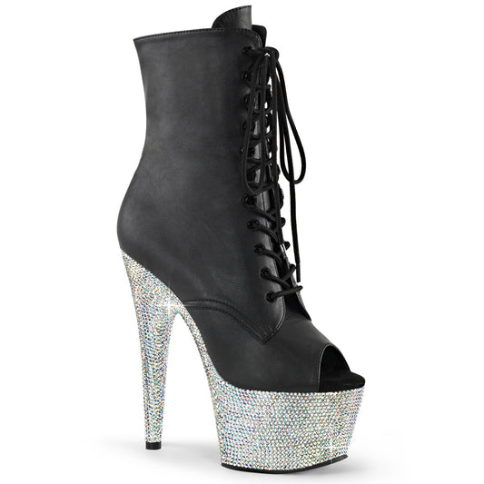 Pleaser  Bottines BEJEWELED-1021-7 Blk faux cuir / slv ab rs