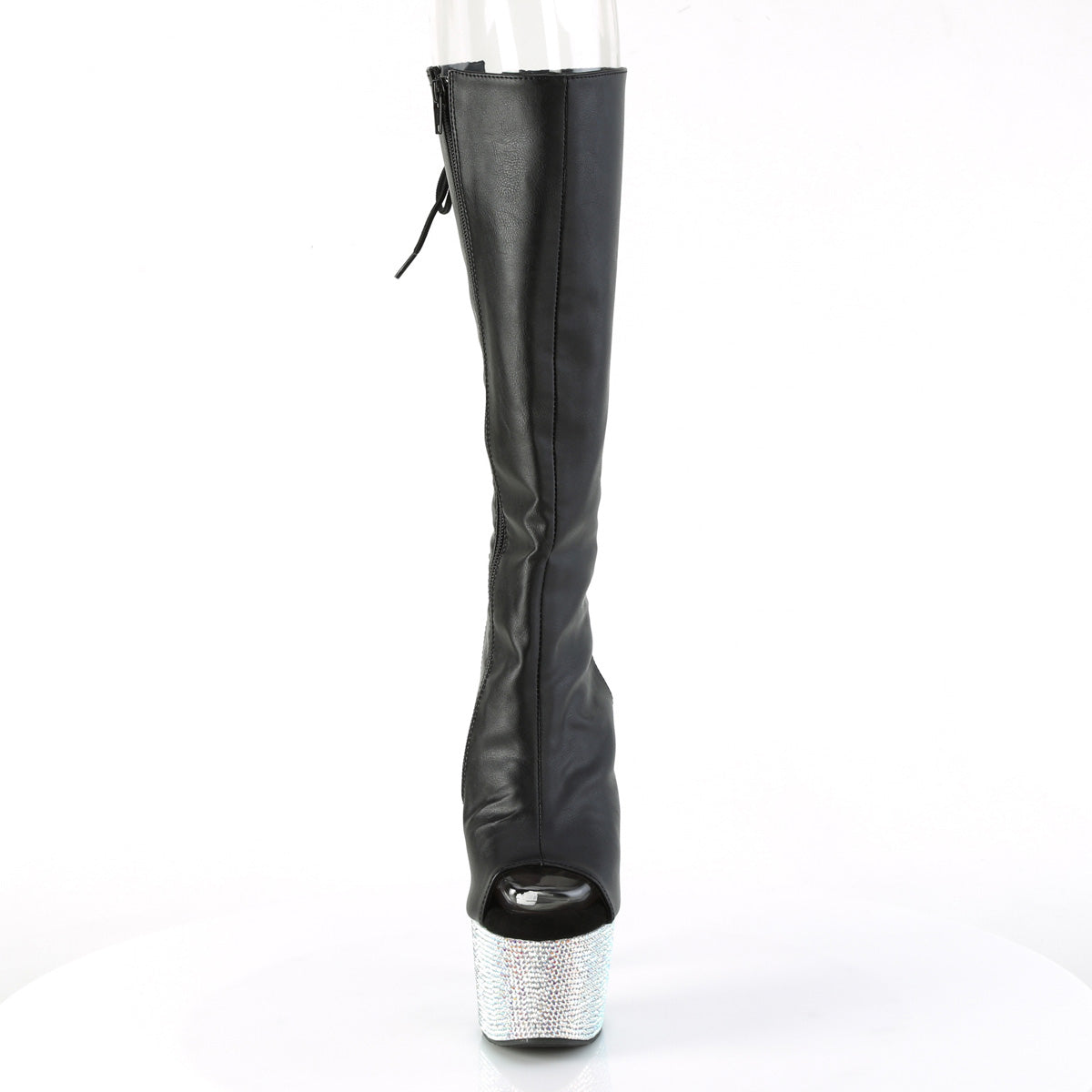 Pleaser  Bottes BEJEWELED-2018-7 Blk faux cuir / slv ab rs