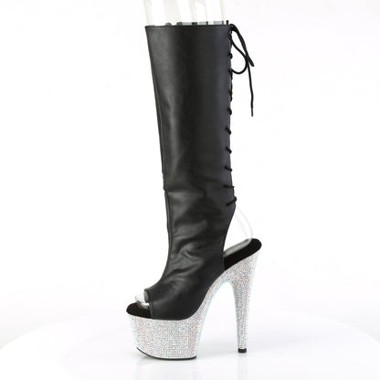 Pleaser  Bottes BEJEWELED-2018-7 Blk faux cuir / slv ab rs