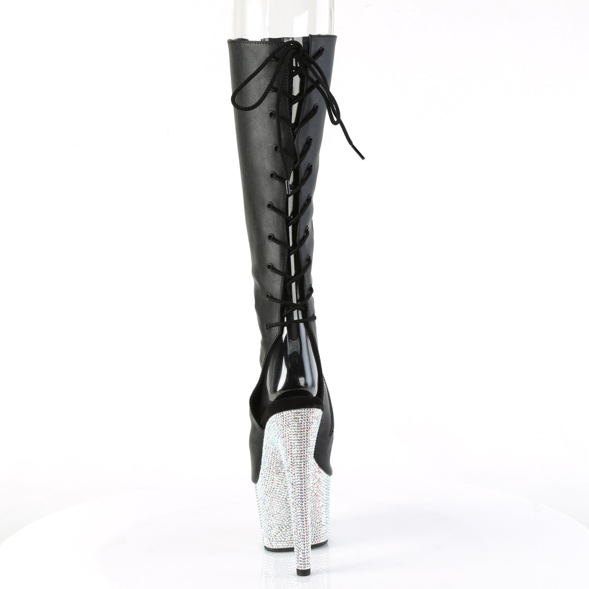 Pleaser  Bottes BEJEWELED-2018-7 Blk faux cuir / slv ab rs
