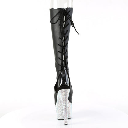 Pleaser  Bottes BEJEWELED-2018-7 Blk faux cuir / slv ab rs