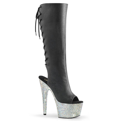 Pleaser  Bottes BEJEWELED-2018-7 Blk faux cuir / slv ab rs