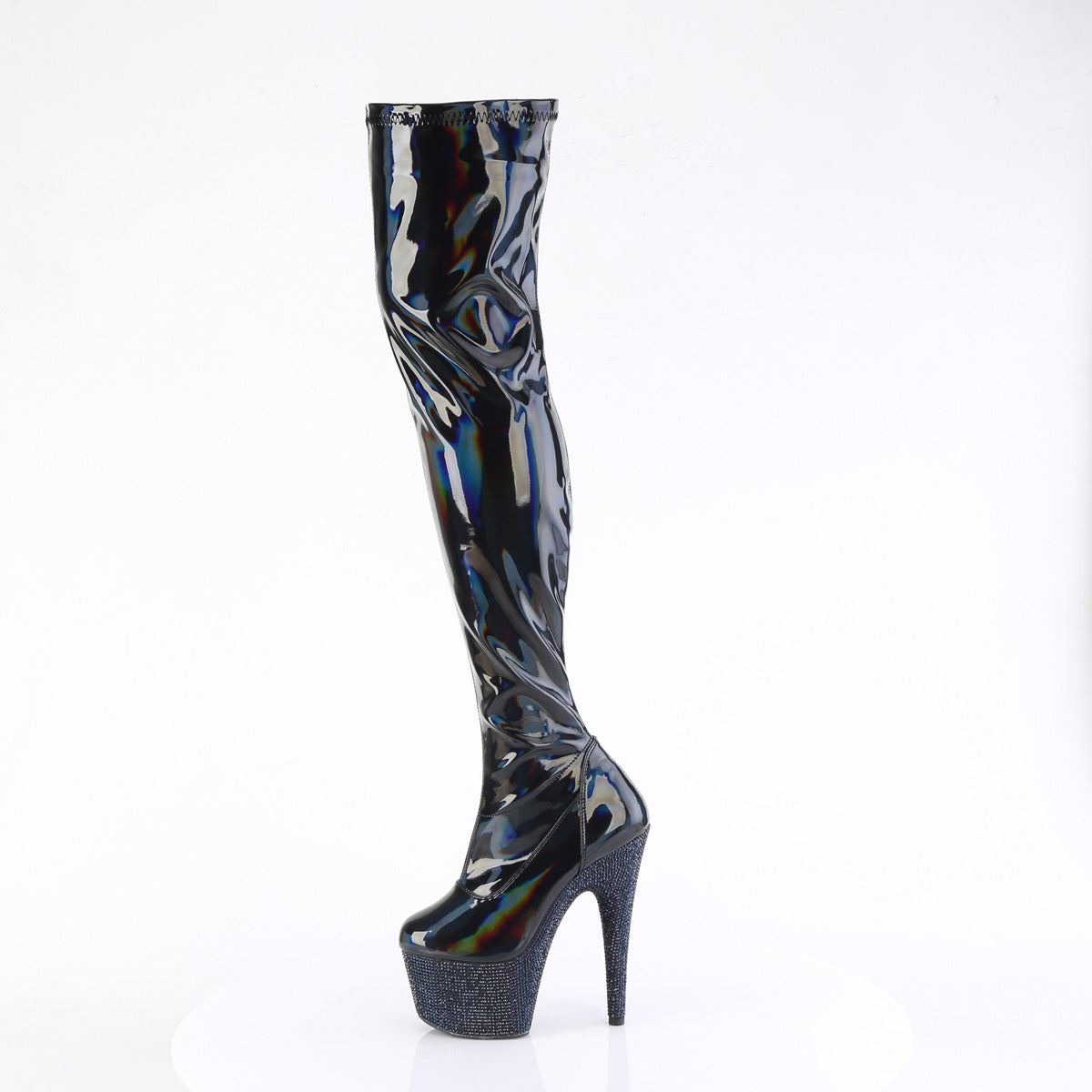 Pleaser  Bottes BEJEWELED-3000-7 Blk Str Holo Pat / Midnight Blk RS