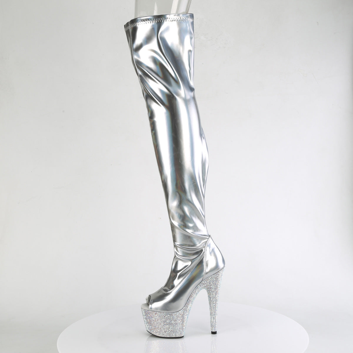 Pleaser  Bottes BEJEWELED-3011-7 SLV Str Holo Pat / SLV AB RS