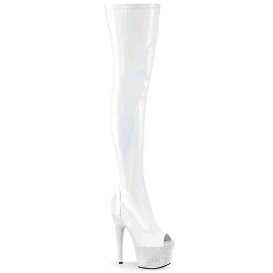 Pleaser  Bottes BEJEWELED-3011-7 Wht Str Holo Pat / Wht RS