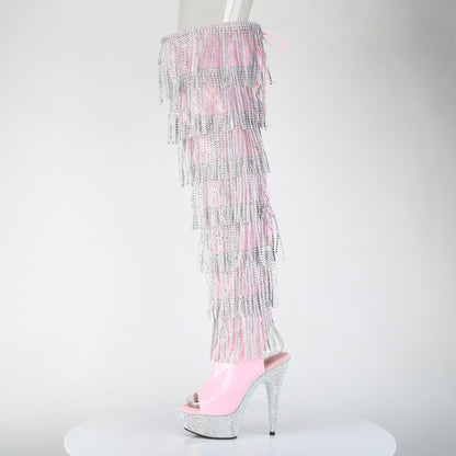 Pleaser Women's Platform Shoes BEJEWELED-3017HG-RSF B. Pink Holo Pat/Slv AB RS