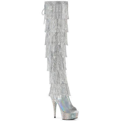 Pleaser Women's Platform Shoes BEJEWELED-3017HG-RSF Slv Holo Metallic Pu/Slv AB RS