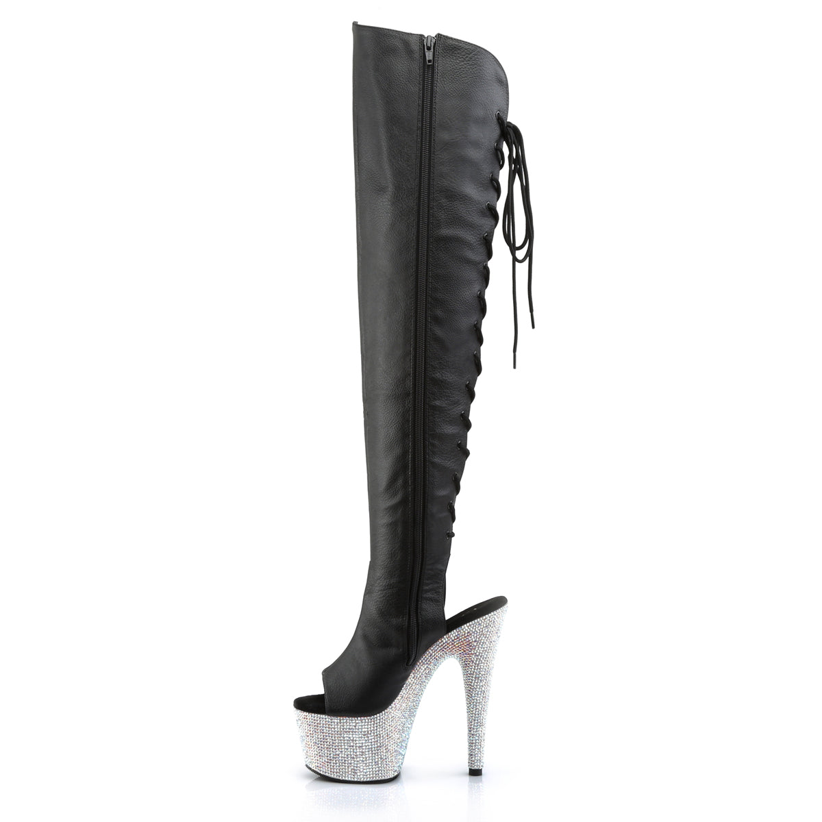 Pleaser Bottes pour femmes BEJEWELED-3019DM-7 BLK FAUX CUIR / SLV MULTI RS