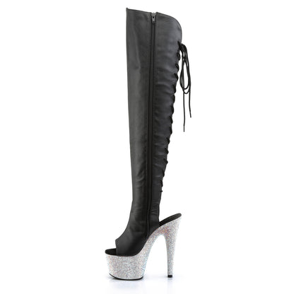 Pleaser Bottes pour femmes BEJEWELED-3019DM-7 BLK FAUX CUIR / SLV MULTI RS
