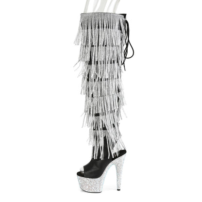 Pleaser Bottes pour femmes BEJEWELED-3019RSF-7 BLK FAUX cuir-SLV / SLV MULTI RS
